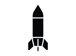 Black Silhouette of a Rocket Icon with Clear Lines and Defined Shape