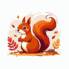 autumn squirrel vector illustration