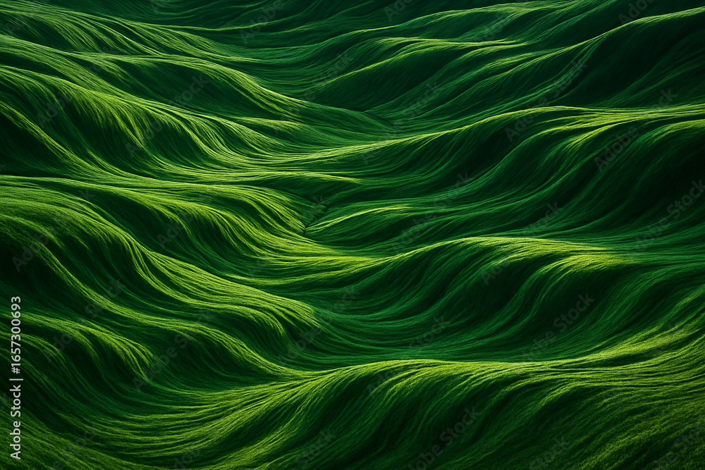Poster green rolling hills create a calming, organic abstract pattern with flowing textures
