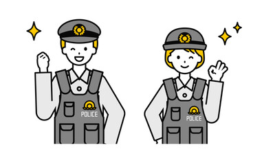 シンプルな警察官の男女_うれしい