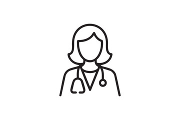 Minimalist Doctor Icon for Female Healthcare Professionals in Medical Settings