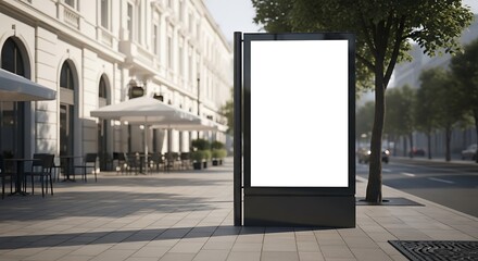 Blank Street Advertisement Sign Mockup in City Setting