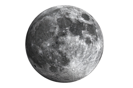 Full moon, grayscale, detailed craters