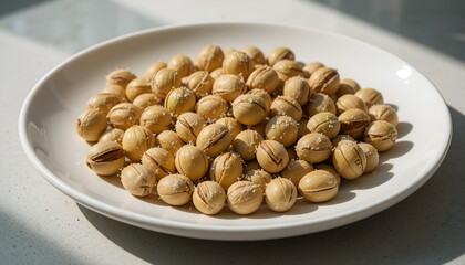 Pistachios in Ceramic Plate