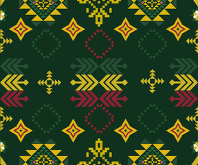 A festive set of ethnic Christmas seamless patterns inspired by tribal and folk motifs. Featuring bold geometric shapes, handwoven textures, and traditional holiday colors of red, green, and gold. 