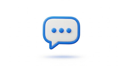 Fototapeta premium 3D rendered blue speech bubble icon with three dots representing conversation on an isolated transparent background