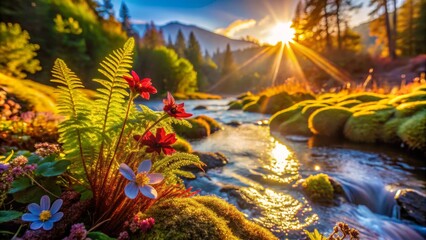Serene Mountain Stream at Sunrise