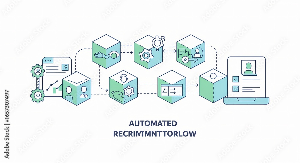 Poster automated recruitment process workflow using technology and digital solutions for talent acquisition