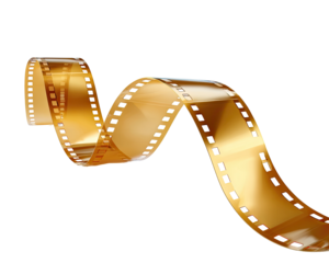 Golden filmstrip spirals dynamically