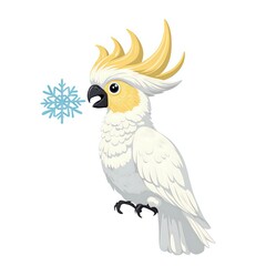 Obraz premium A cheerful cockatoo blowing a snowflake