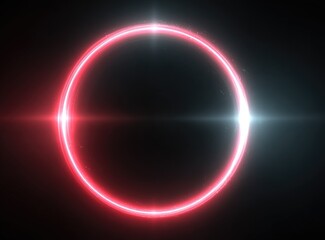 Obraz premium Red-glowing circle, bright light, empty center