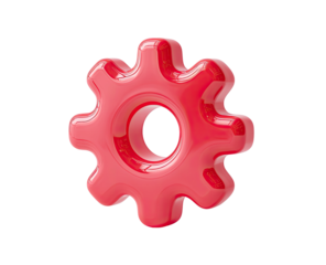 3D rendered, glossy, vibrant, pink gear icon