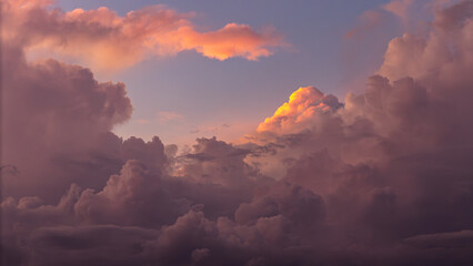 colorful dramatic sky with purple cloud at sunset sky
