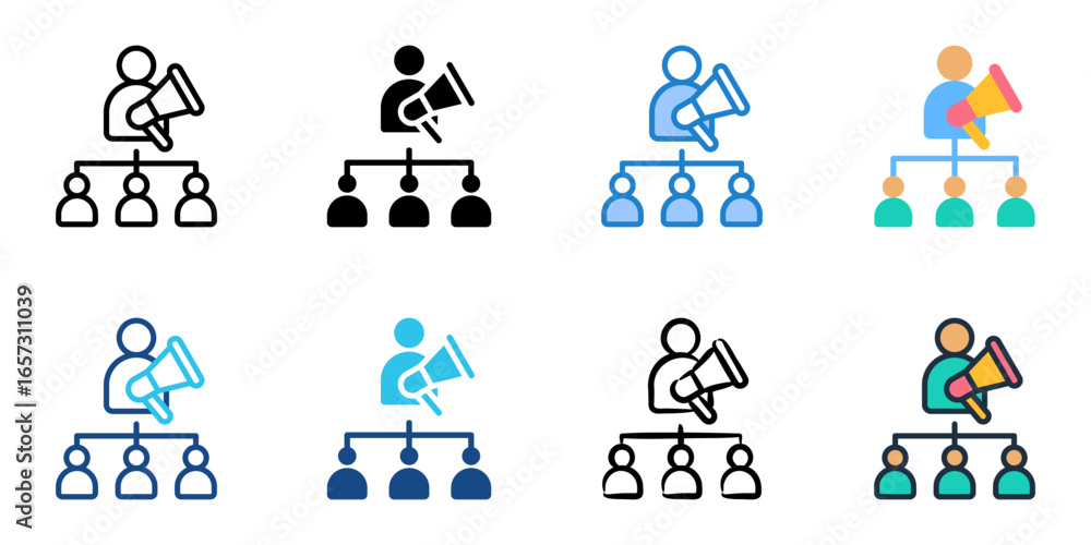 Poster public relations icon set multiple style collection