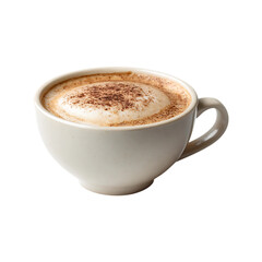 Fototapeta premium Creamy cappuccino coffee with cinnamon dust isolated on transparent background