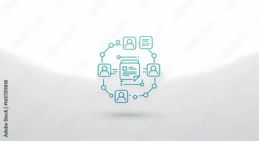 Poster circular network of people and documents showing information exchange and collaboration