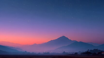 Mountain sunset silhouette