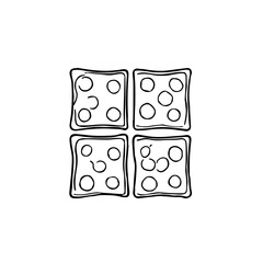 Four Square Pizzas: Hand Drawn Black And White Style Tasty Pizza Slice Arrangement With Circles