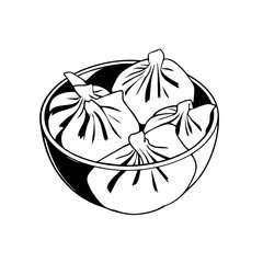 Delicious Khinkali Dumplings In A White Bowl Isolated On A White Background Freshly Made And Ready To Serve