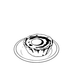Custard Tart Illustration On White Plate Showing Sweet Delicious Dessert Bake Shop Style Treat 100 Characters