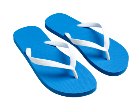 Blue Flip Flops with White Straps – Isolated on Transparent PNG