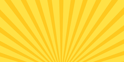 Modern yellow banner with Sun rays, lines background, light abstract modern