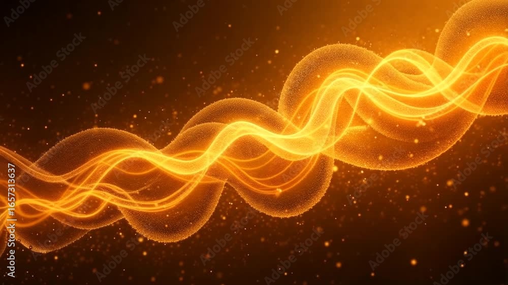 Poster dynamic golden energy waves flow across a dark background, creating a stunning visual effect