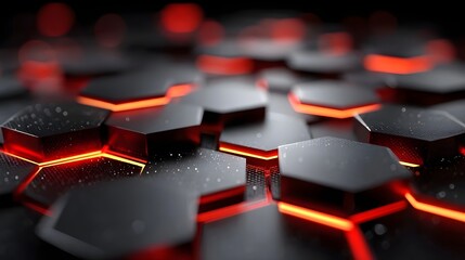 Obraz premium Hexagonal pattern with red glow