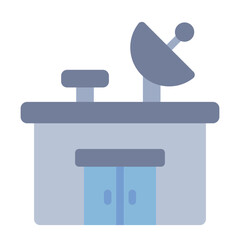 control center flat icon managing satellite and spacecraft signals