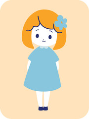 花の髪飾りをつけたかわいい女の子のイラスト