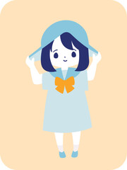 セーラー服を着ているかわいい女の子