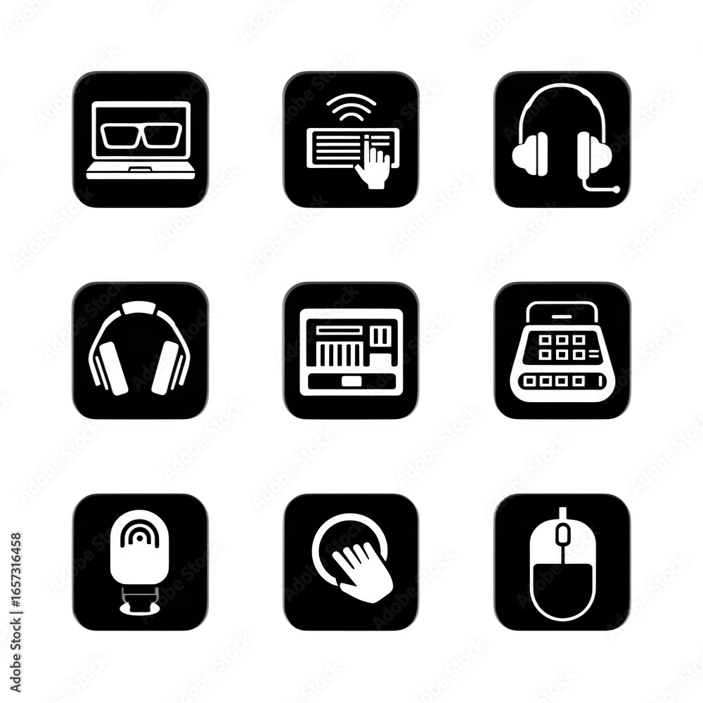 Fototapete modern technology icons for interface design and app development, conveying connectivity and functio