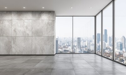 Empty modern office space with city view