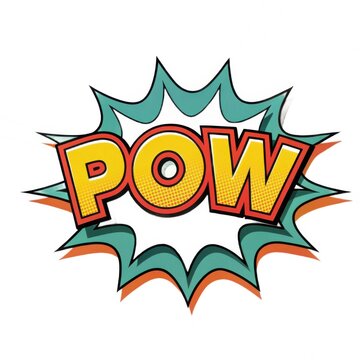 Retro comic book pow explosion sound effect isolated on white background