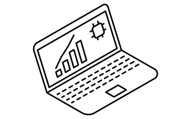 AIを利用した投資アドバイスのイメージのフィンテックアイコン、白黒