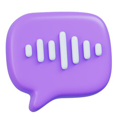 Purple chat bubble containing a white sound wave