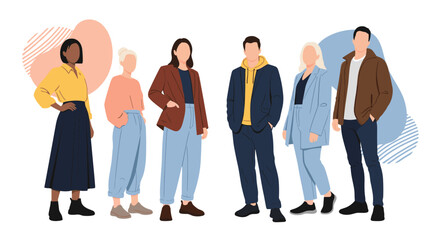 Obraz premium Diverse group of professionals posed against abstract background