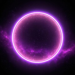 Fototapeta premium Glowing neon purple circle frame isolated on white background