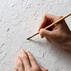 Close-Up of Hands Crafting Handmade Paper on Transparent Background