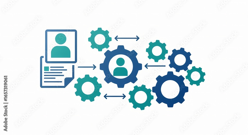 Poster gears and document representing business process and workflow management