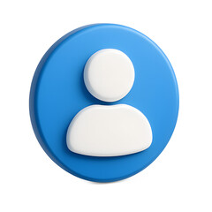 3D User Icon Person Profile Account Sign in Blue and White Render