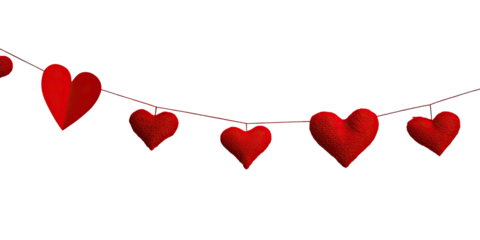 Red heart garland against transparent background