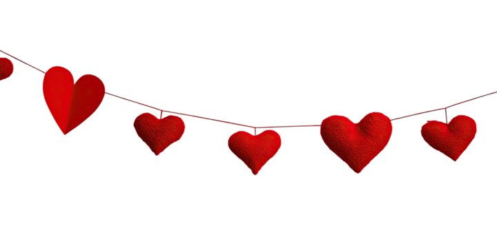 Red heart garland against transparent background