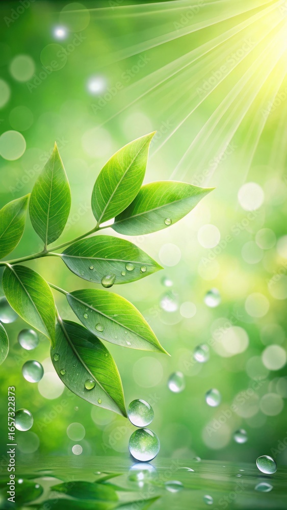 Canvas Prints mysterious green foliage with water droplets on a soft abstract background