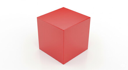 Red Cube 3D Geometric Shape on Isolated transparent background