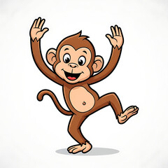 Obraz premium Cartoon Monkey with Hands Up
