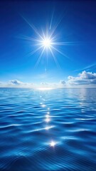 Obraz premium Calming blue water surface with sunlight reflection creating a serene atmosphere