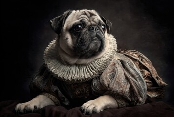 Adorable French Bulldog Puppy Wearing a Cozy Sweater, Lying Down on a Dark Background