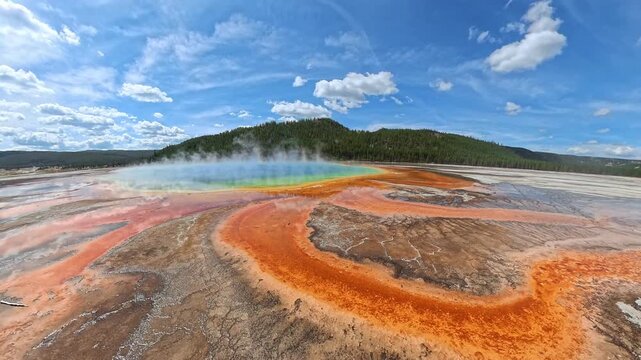 360 Panorama Video of Grand Prismatic Spring, Yellowstone National Park