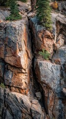 Rugged rock face with deep fissure
